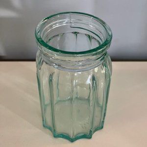Vintage Aqua Italian  Glass Jar 6" tall x 4" across